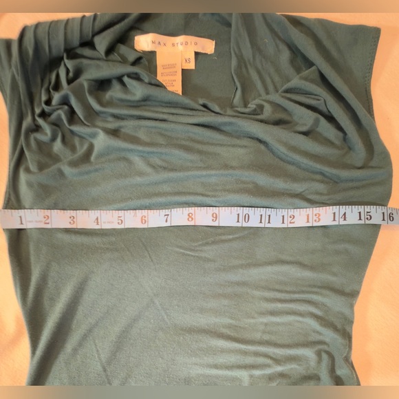 Max Studio teal cowl neck bodycon short sleeved dress Women’s size XS | ah - Picture 5 of 6